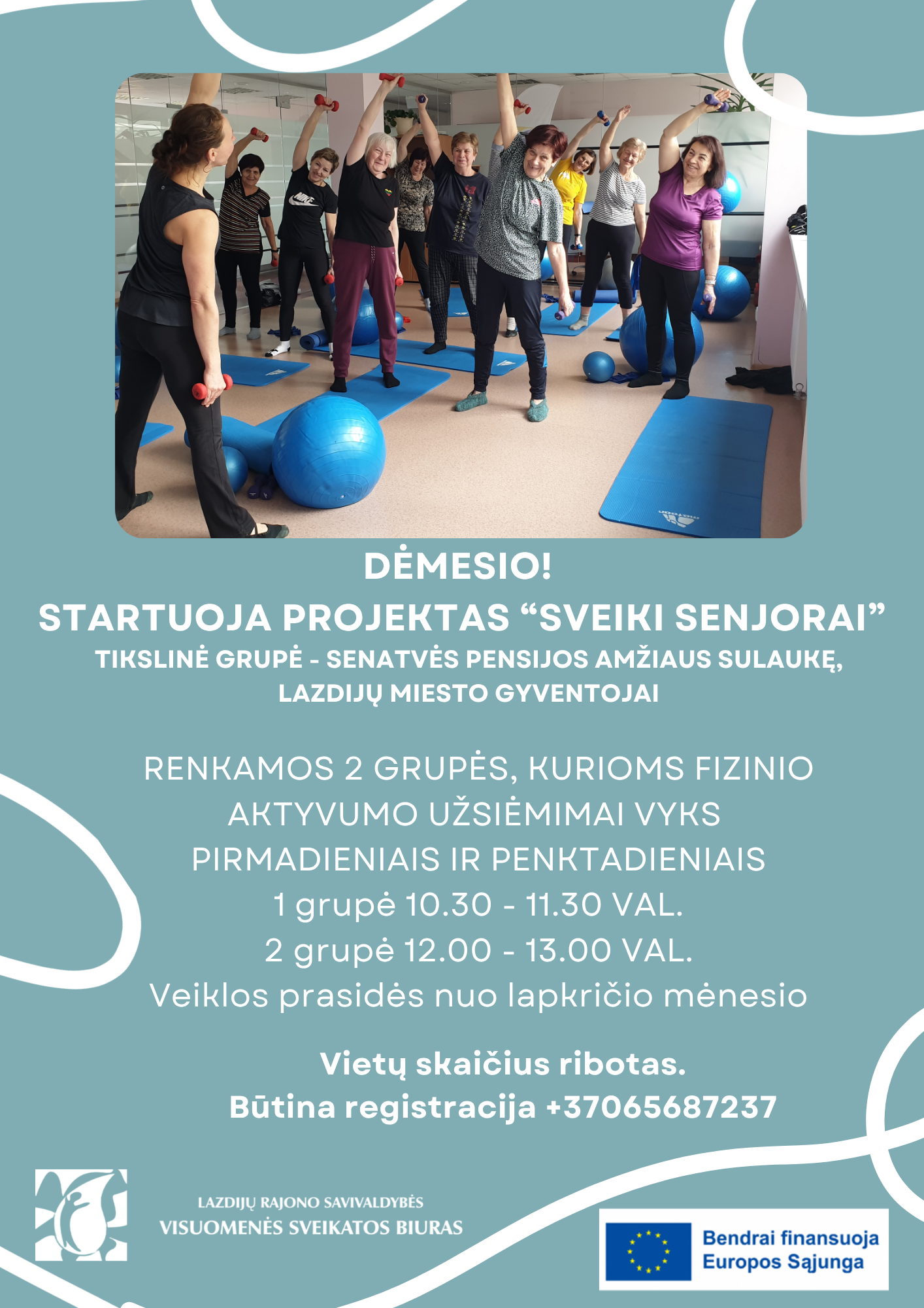 Kviečiame Lazdijų miesto senjorus į fizinio aktyvumo užsiėmimus!